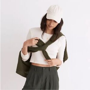 Madewell Women's Fine Ribbed Supercrop Crewneck Long-Sleeve Tee